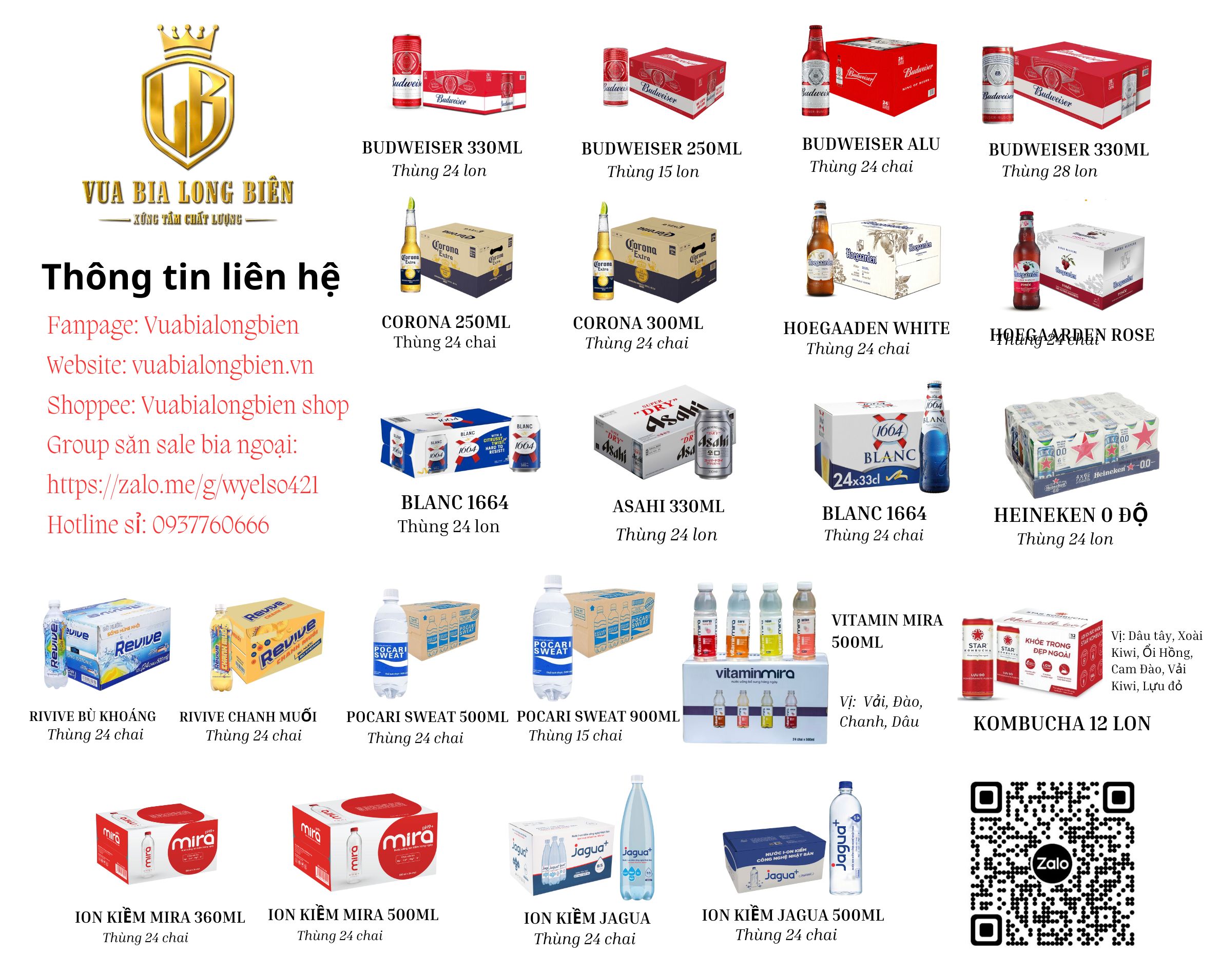 Danh mục các sản phẩm tại Vua bia Long Biên Danh mục các sản phẩm tại Vua bia Long Biên